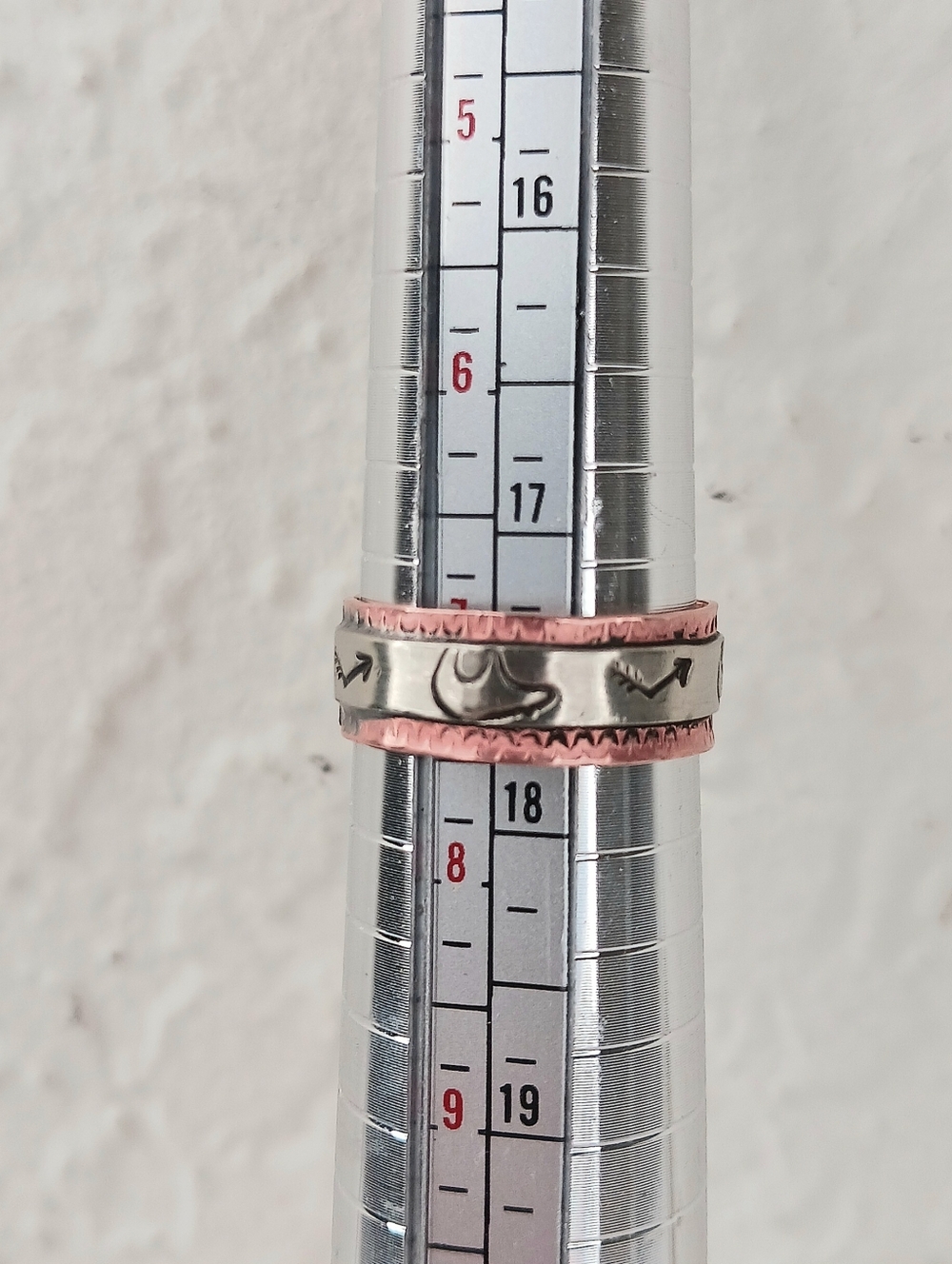 Navajo Signed Native American Ring TA Begay Copper Nickle Handmade Bear Arrows - Picture 9 of 17
